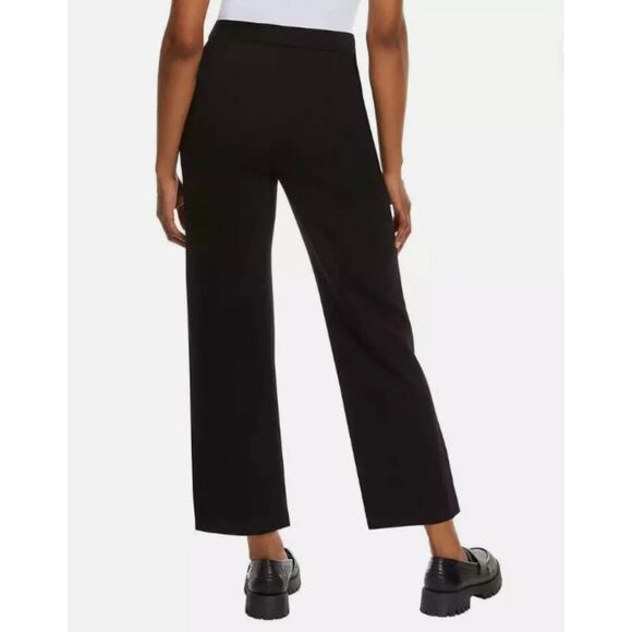 GLORIA VANDERBILT Wide Leg Ankle Cropped Ponte Pants Sz M Blk Tummy Control NWT - Picture 1 of 11